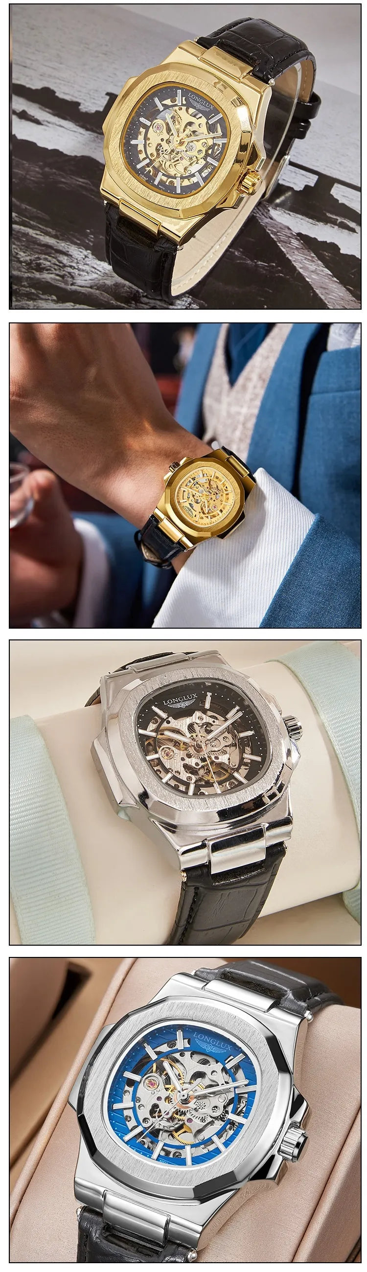 Barrel-shaped Leather Belt Men's Waterproof Mechanical Watch Product Description