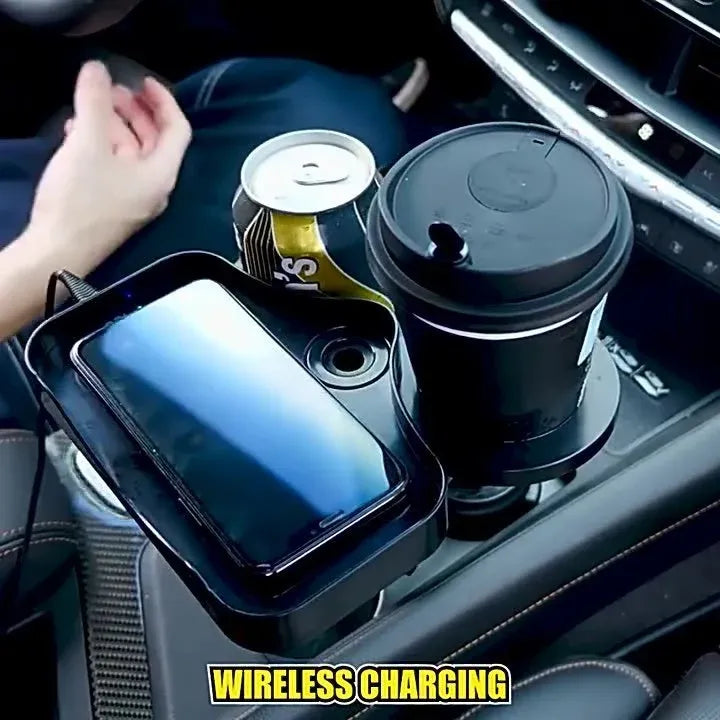 ☕🚗 Car Cup Holder with 15W Wireless Charging 🔋💨