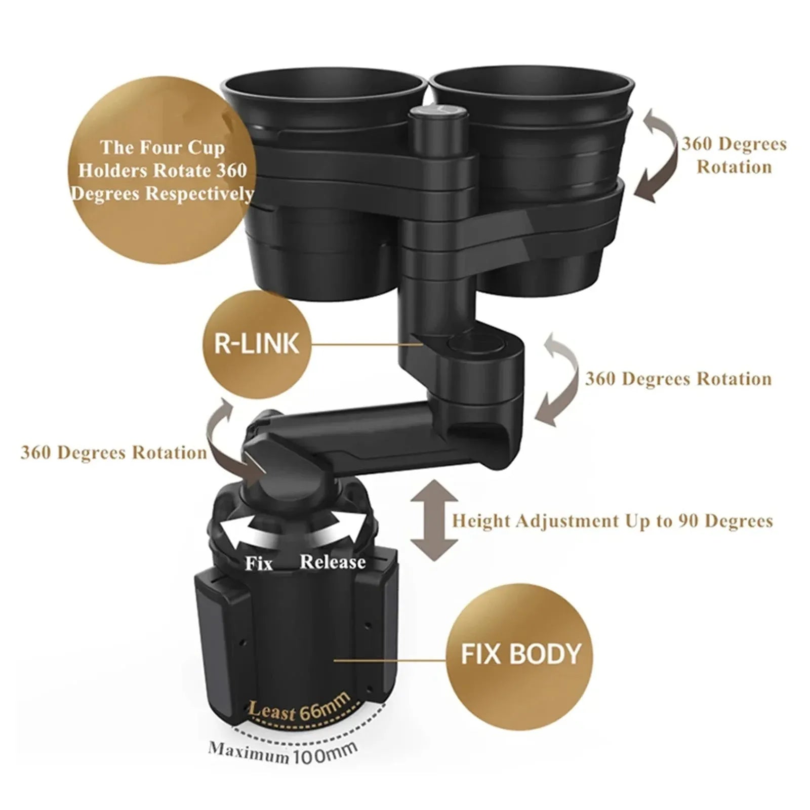 ☕🚗 Car Cup Holder with 15W Wireless Charging 🔋💨