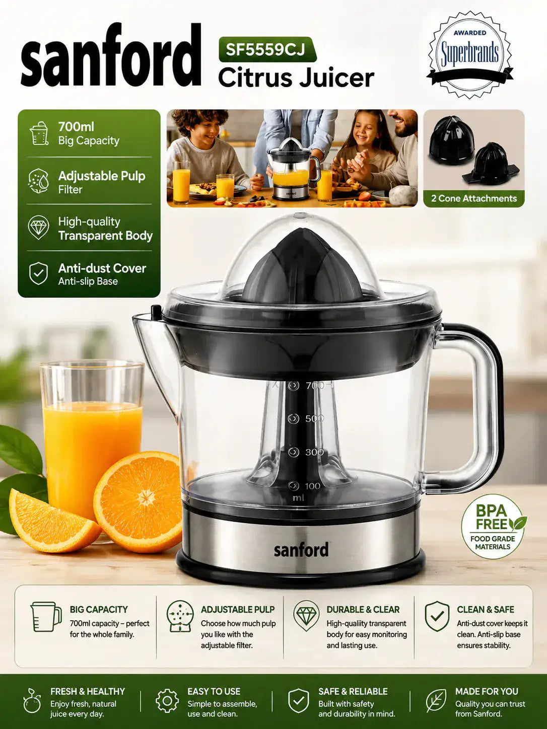 Sanford - Adjustable Pulp Citrus Juicer