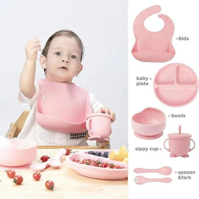 🥄 7-Piece Silicone Baby Cutlery Set –