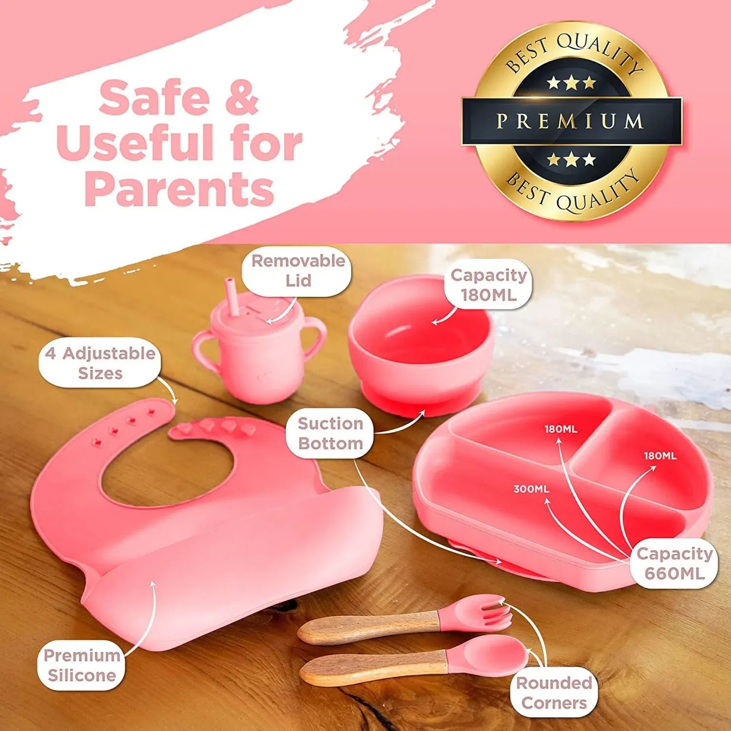 🥄 7-Piece Silicone Baby Cutlery Set –