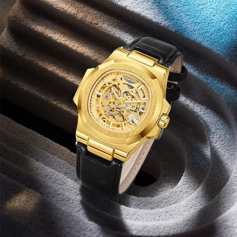 Barrel-shaped Leather Belt Men's Waterproof Mechanical Watch Product Description