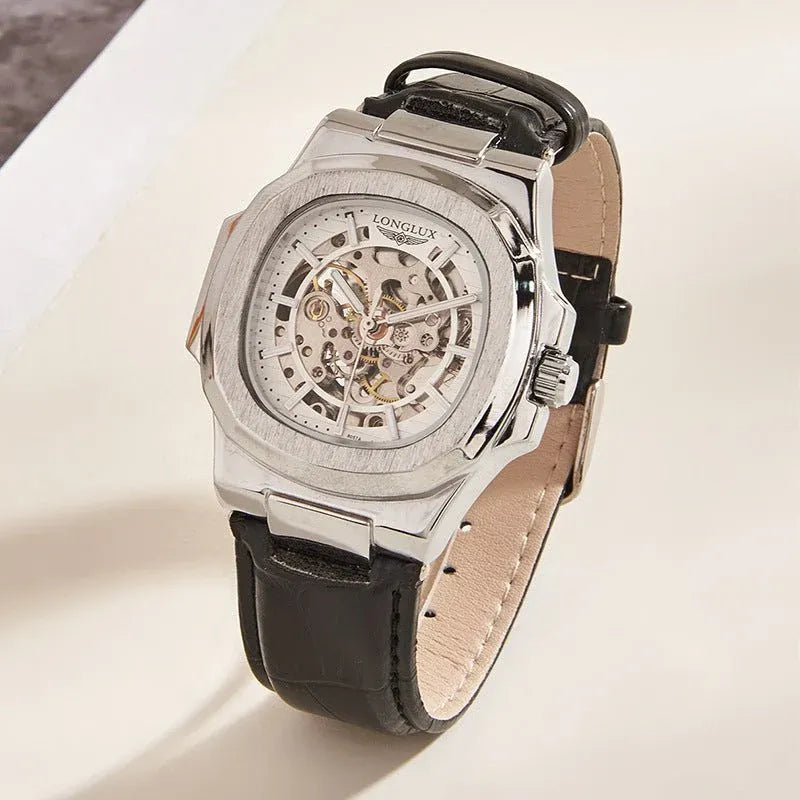 Barrel-shaped Leather Belt Men's Waterproof Mechanical Watch Product Description