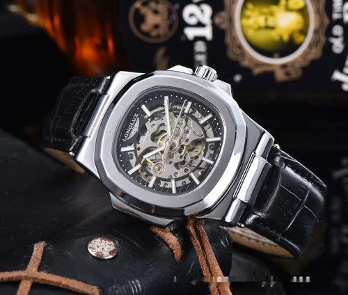 Barrel-shaped Leather Belt Men's Waterproof Mechanical Watch Product Description